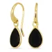 dråbe sort onyks øreringe i forgyldt messing - Loom Stones