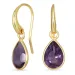 dråbe lilla ametyst øreringe i forgyldt messing
