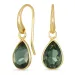dråbe grøn krystal øreringe i forgyldt messing - Loom Stones