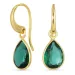 dråbe mørkegrøn krystal øreringe i forgyldt messing - Loom Stones