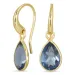 dråbe blå mørkeblå krystal øreringe i forgyldt messing - Loom Stones