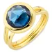 mørkeblå krystal ring i forgyldt messing - Loom Stones