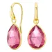 pink krystal øreringe i forgyldt messing - Loom Stones
