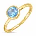 mørkeblå krystal ring i forgyldt messing - Loom Stones