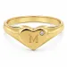 bogstav M zirkon ring i forgyldt messing