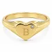 bogstav B zirkon ring i forgyldt messing