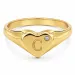 bogstav C zirkon ring i forgyldt messing