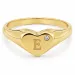 bogstav E zirkon ring i forgyldt messing