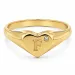 bogstav F zirkon ring i forgyldt messing