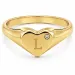 bogstav L zirkon ring i forgyldt messing