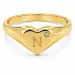 bogstav N zirkon ring i forgyldt messing