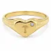 bogstav T zirkon ring i forgyldt messing