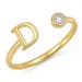 bogstav D zirkon ring i forgyldt messing