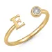 bogstav E zirkon ring i forgyldt messing - My Letter