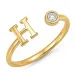 bogstav H zirkon ring i forgyldt messing