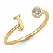 bogstav J zirkon ring i forgyldt messing - My Letter