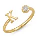 bogstav K zirkon ring i forgyldt messing