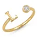 bogstav L zirkon ring i forgyldt messing