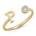 bogstav P zirkon ring i forgyldt messing