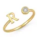 bogstav R zirkon ring i forgyldt messing