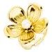 vandfast blomster justerbar ring i forgyldt stål - OCEANA