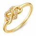 hjerter zirkon ring i forgyldt messing