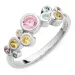multifarvet zirkon ring i sølv - Bubbly Twist