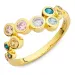 multifarvet zirkon ring i forgyldt sølv - Bubbly Twist