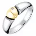 hjerte ring i oxideret sølv med 8 karat guld