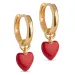 Enamel Amore hjerte creoler i forgyldt sølv rød emalje