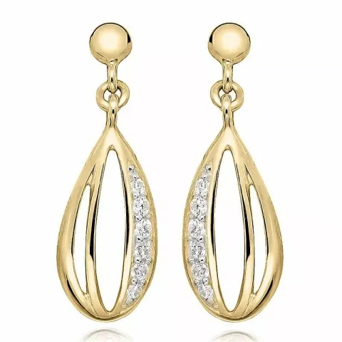 Dråbeformede ørering i 9 karat guld med 