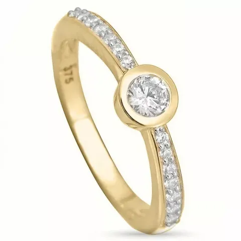 Elegant zirkon ring i 9 karat guld