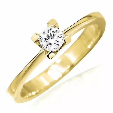 hvid zirkon ring i 9 karat guld