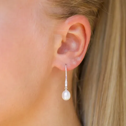 7 - 8 mm perle øreringe i sølv