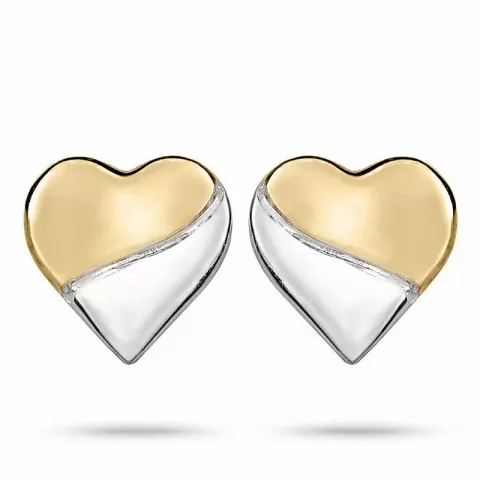 hjerte ørestikker i sølv med rhodinering med forgyldt sølv