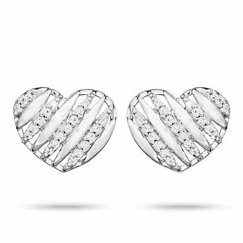 Store hjerte øreringe i sølv