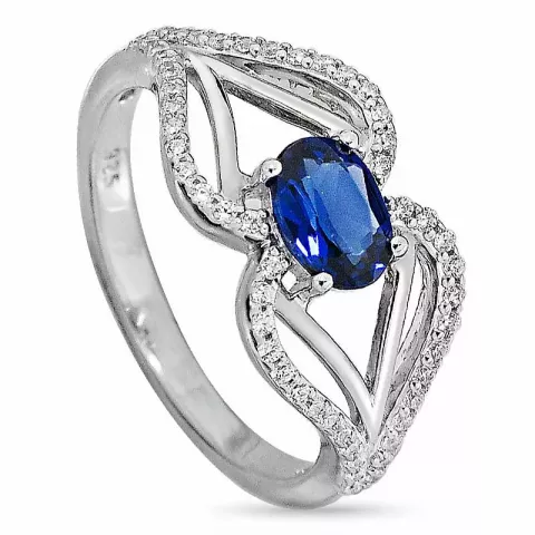 Stor blå ring i sølv