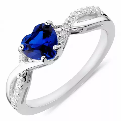 Elegant hjerte blå ring i sølv