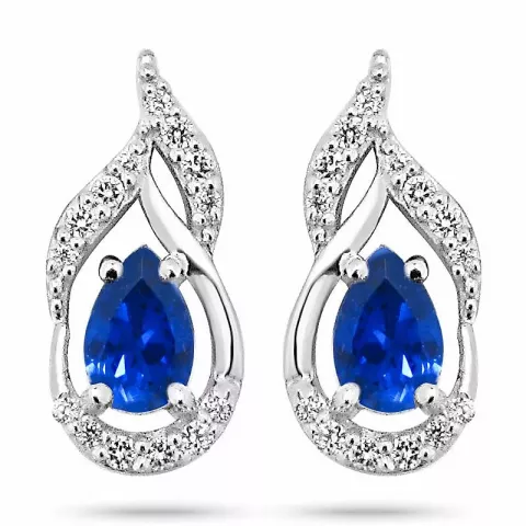 abstrakt blå øreringe i sølv