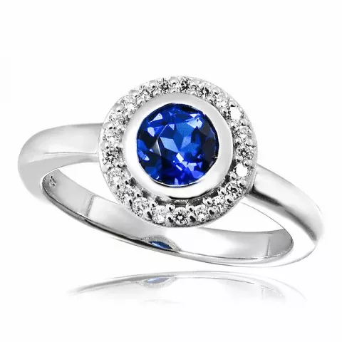 rund blå ring i sølv