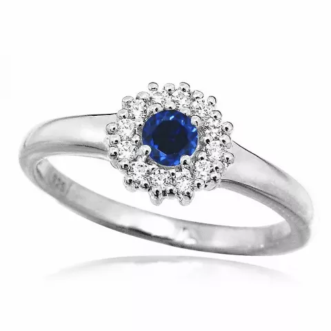 rund blå ring i sølv