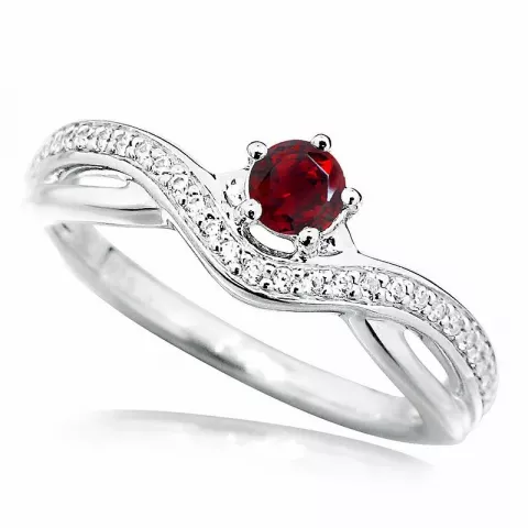 Elegant rød zirkon ring i sølv