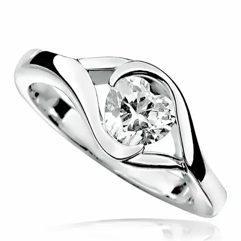 hjerte zirkon ring i sølv