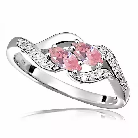 Yndig lyserød ring i rhodineret sølv