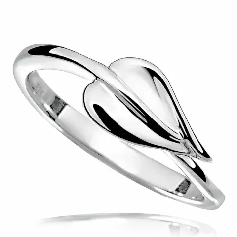 Elegant blad ring i rhodineret sølv