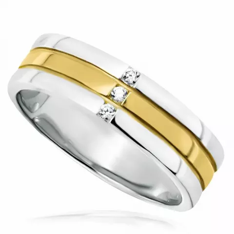 Elegant ring i rhodineret sølv med forgyldt sølv