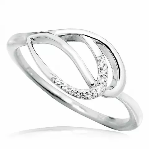 Elegant dråbe hvid zirkon ring i rhodineret sølv