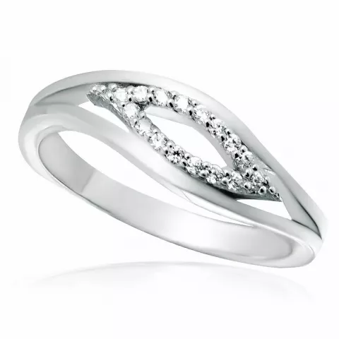 Elegant hvid zirkon ring i rhodineret sølv