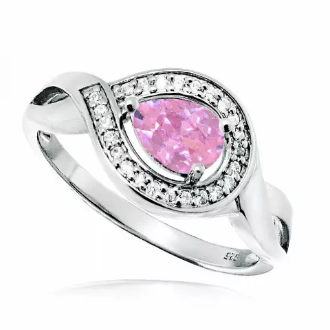 dråbe lyserød zirkon ring i rhodineret sølv