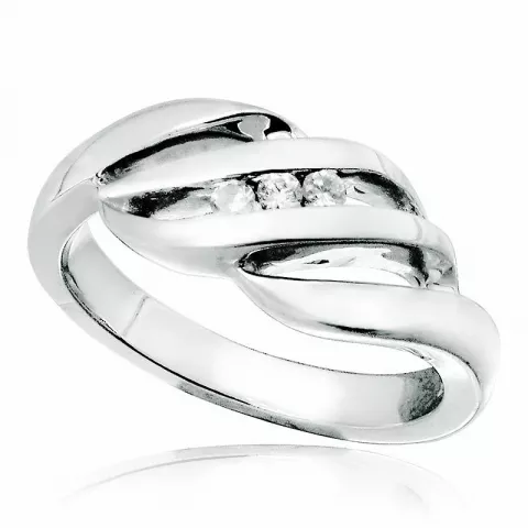 Skulpturel hvid zirkon ring i rhodineret sølv